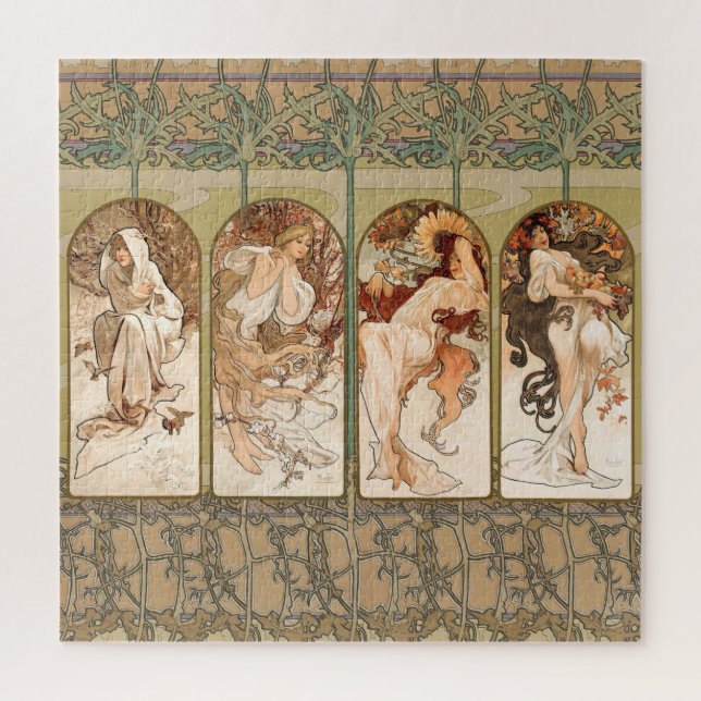 Alphonse Mucha The Seasons 1897 Art Nouveau Jigsaw Puzzle (Vertical)