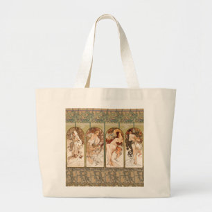 Alphonse Mucha The Seasons 1897 Art Nouveau Large Tote Bag