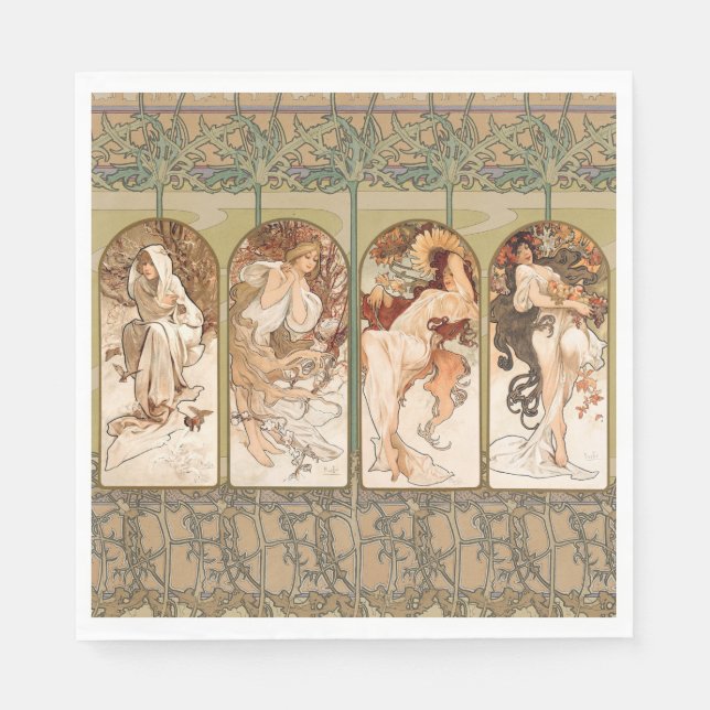 Alphonse Mucha The Seasons 1897 Art Nouveau Napkin (Front)