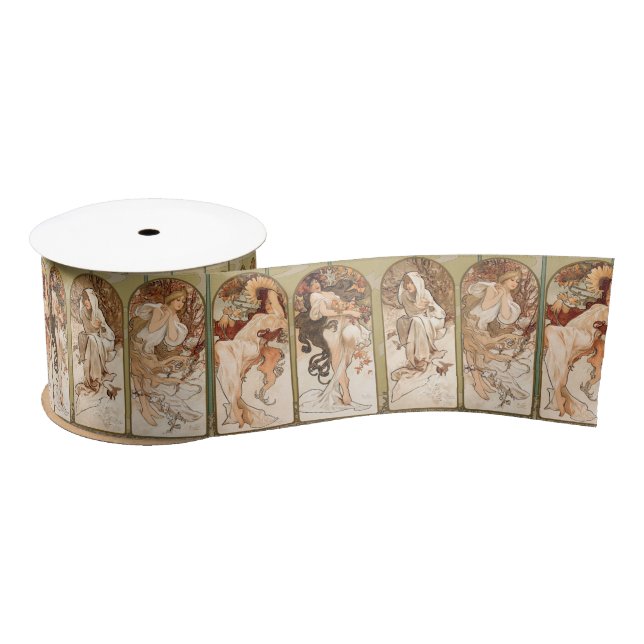 Alphonse Mucha The Seasons 1897 Art Nouveau Satin Ribbon (Spool)