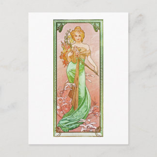 Alphonse Mucha The Seasons: Spring Printemps Postcard