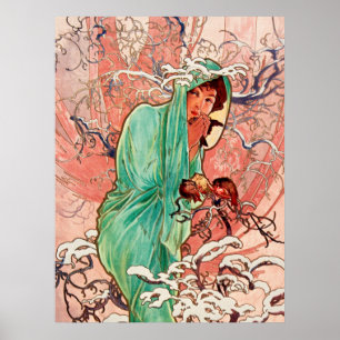 Alphonse Mucha, The Seasons, Winter (1896) Poster
