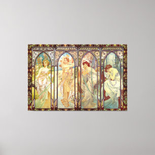 Alphonse Mucha -The times of the day Canvas Print