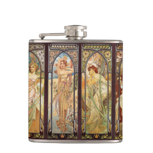 Alphonse Mucha, The Times of the Day Hip Flask