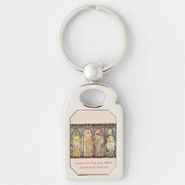 Alphonse Mucha -The times of the day  Key Ring (Front)