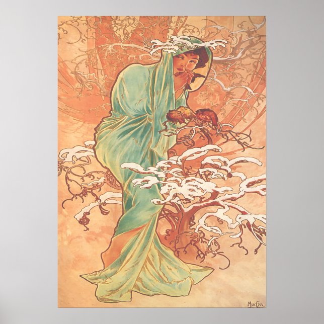 Alphonse  Mucha – The Winter –The Seasons Poster (Front)