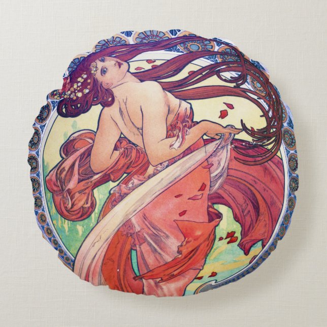 Alphonse Mucha Throw Pillow (Front)