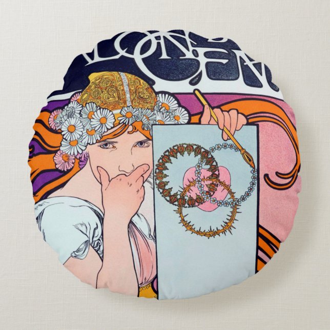 Alphonse Mucha Throw Pillow (Front)