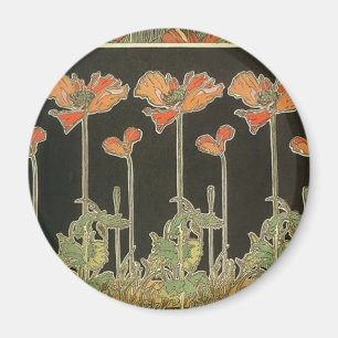 Alphonse Mucha Vintage Popular Art Nouveau Poppies Magnet