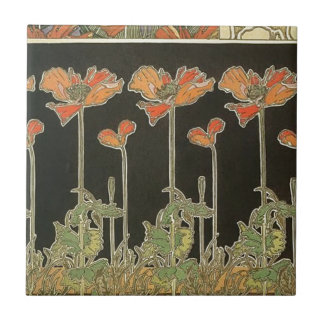 Alphonse Mucha Vintage Popular Art Nouveau Poppies Tile