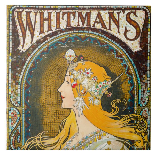 Alphonse Mucha Vintage Whitman's Ad Tile (Front)