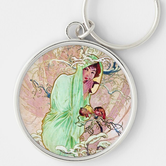 Alphonse Mucha Winter II Key Ring (Front)