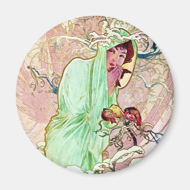 Alphonse Mucha Winter II Magnet (Front)