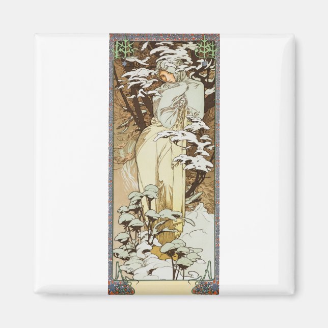 Alphonse Mucha Winter Magnet (Front)