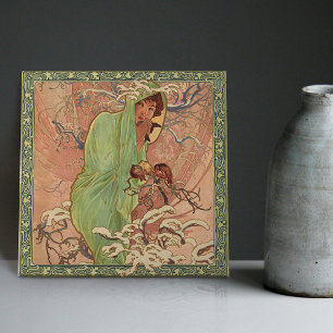 Alphonse Mucha Winter Season Art Nouveau Vintage Tile