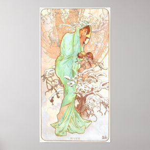 Alphonse Mucha Winter Vintage Art Nouveau Painting Poster