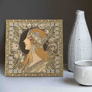 Alphonse Mucha ZODIAC 1896 Art Nouveau Vintage Tile
