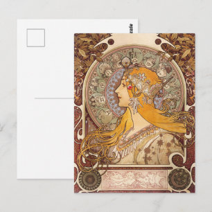Alphonse Mucha Zodiac Art Nouveau Vintage Decor Postcard
