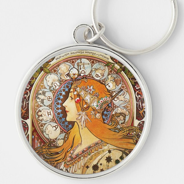 Alphonse Mucha Zodiac Key Ring (Front)