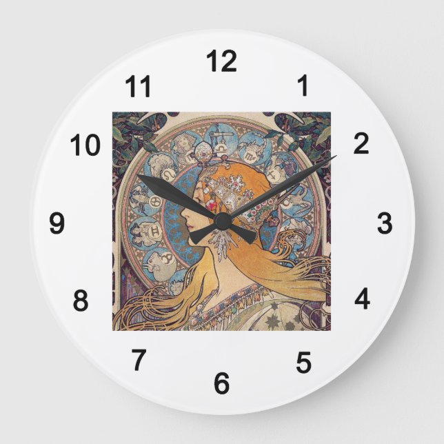 Alphonse Mucha , “Zodiac” Large Clock (Front)