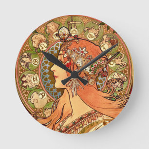 Alphonse Mucha - Zodiac Round Clock