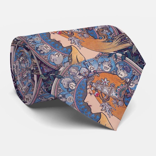 Alphonse Mucha , “ Zodiac ” Tie (Rolled)