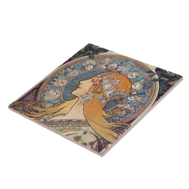 Alphonse Mucha , “Zodiac” Tile (Side)