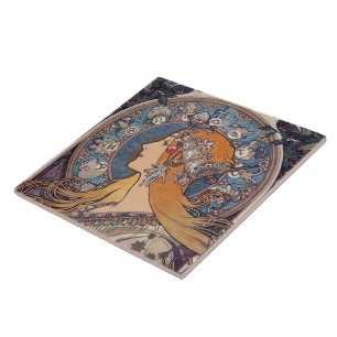 Alphonse Mucha , “Zodiac” Tile