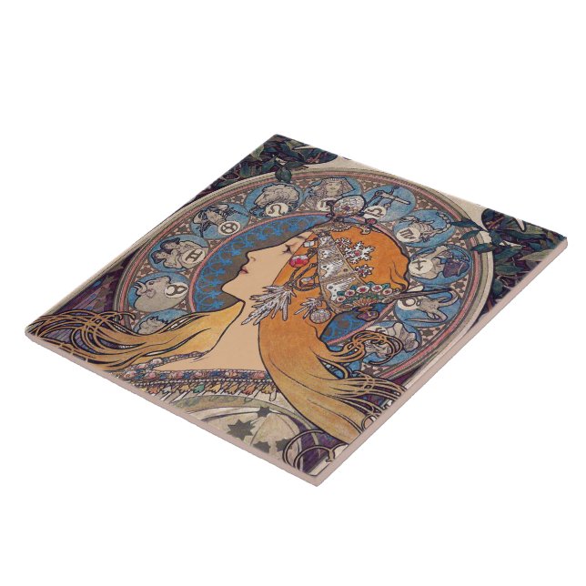 Alphonse Mucha , “Zodiac” Tile (Side)