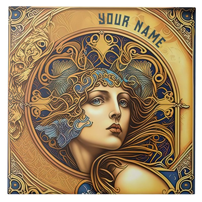 Alphonse Mucha Zodiac Wall Decor Art Nouveau Ceram Tile (Front)