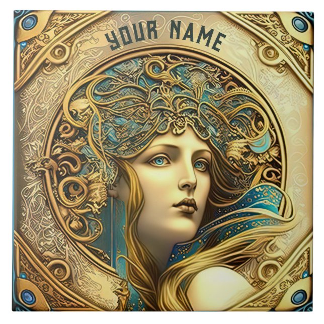 Alphonse Mucha Zodiac Wall Decor Art Nouveau Ceram Tile (Front)