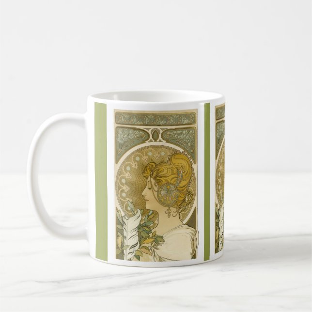 Alphonse Mucha's La Plume Coffee Mug (Left)