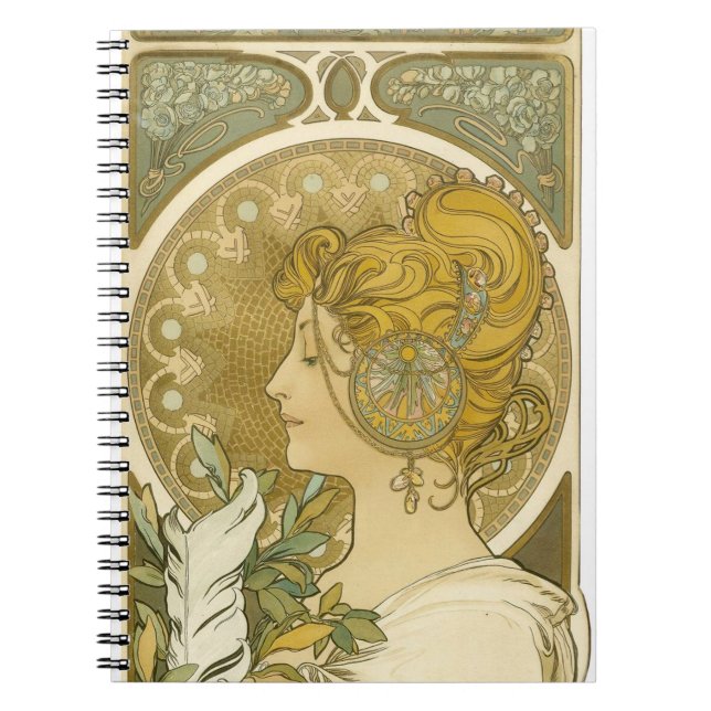 Alphonse Mucha's La Plume Spiral Notebook (Front)