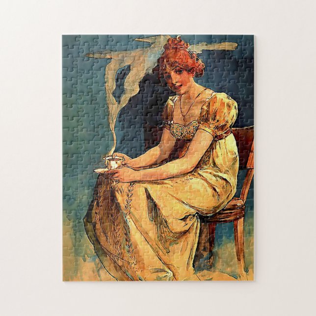 Alphonse Muchas Painting of a Girl with Cup Jigsaw Puzzle (Vertical)