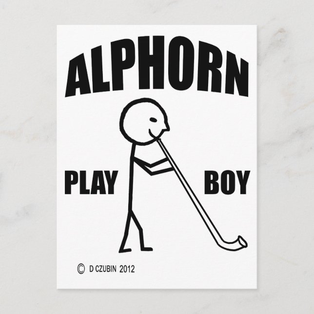 Alphorn Play Boy Postcard (Front)