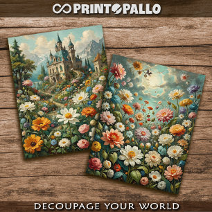 Alpine Castle with flowered meadows Tissue Paper