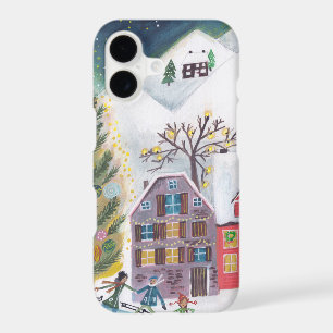 Alpine Christmas Village Tree Winter Scene 