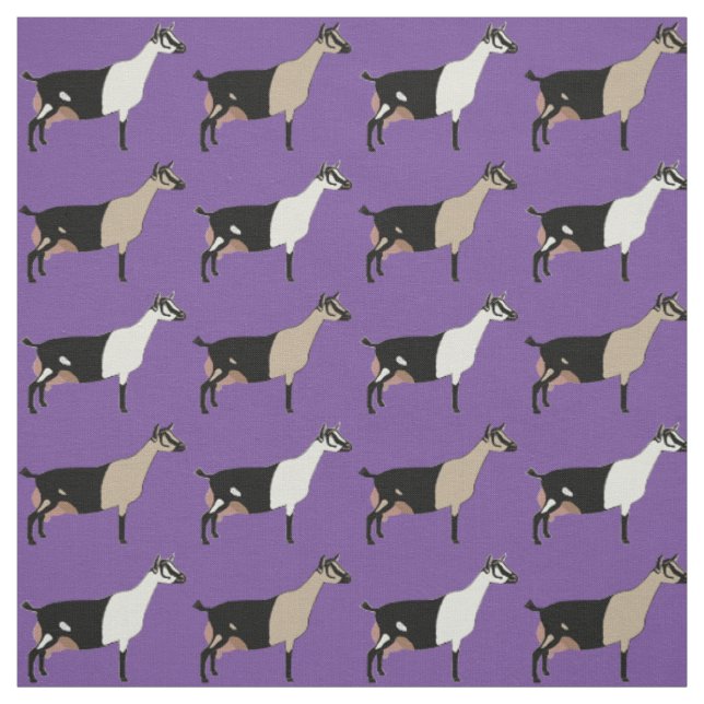 Alpine Dairy Goats on Purple Fabric (Swatch)