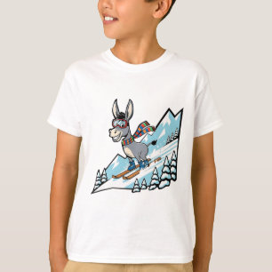 Alpine Donkey On Skis With Goggles And Scarf T-Shirt