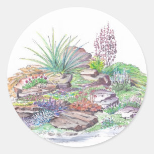 Alpine Garden Landscaping Classic Round Sticker