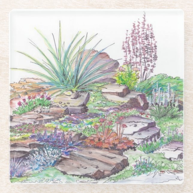 Alpine Garden Landscaping Glass Coaster (Front)