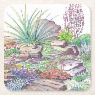 Alpine Garden Landscaping Square Paper Coaster