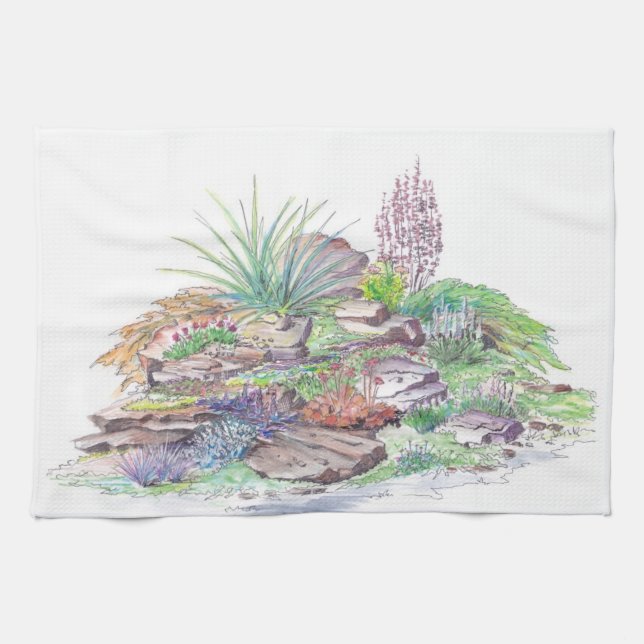 Alpine Garden Landscaping Tea Towel (Horizontal)