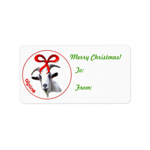 Alpine Goat Christmas  Gift Tag Sticker