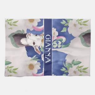 Alpine Goat Watercolor Colorful Pattern Tea Towel