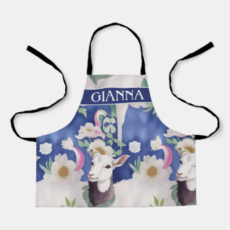 Alpine Goat Watercolor Colourful Pattern Apron