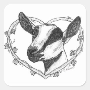 Alpine Head in Heart Square Sticker