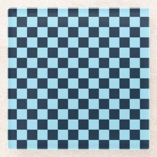 Alpine ice checkerboard pattern glass coaster
