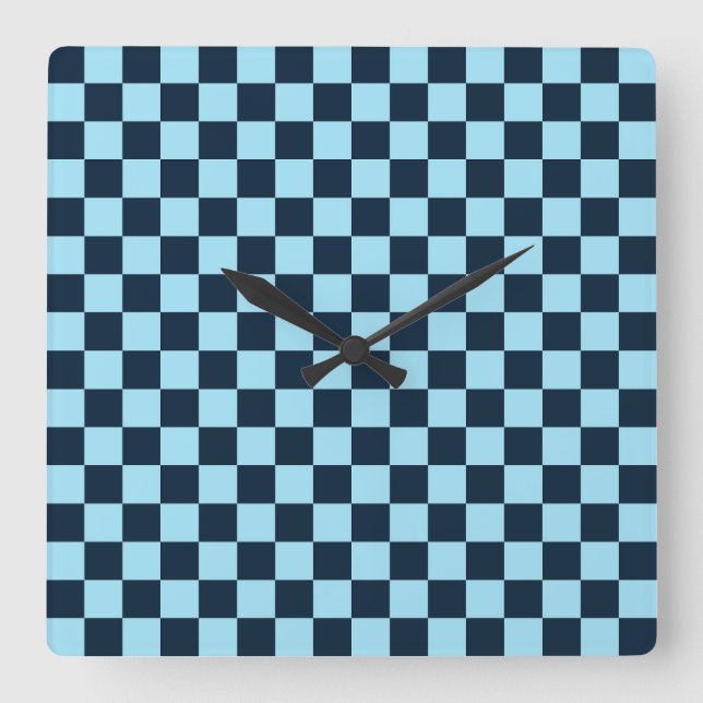 Alpine ice chequerboard pattern square wall clock (Front)