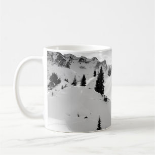 Alpine Landscape: Snowy Fir Trees Mountains Coffee Mug